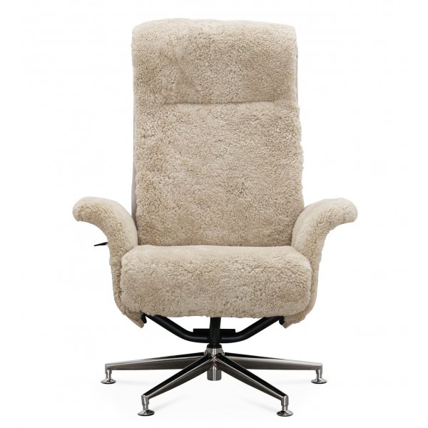 Frskinnsftlj med fotpall beige / whitewash - Ulla + Flckborttagare fr mbler