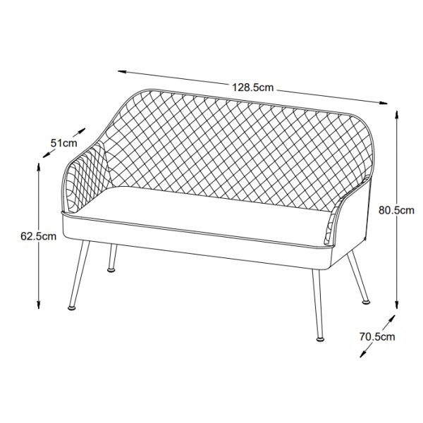 Canapé Anna 2 places en velours bleu Canapé Anna 2 places en velours bleu