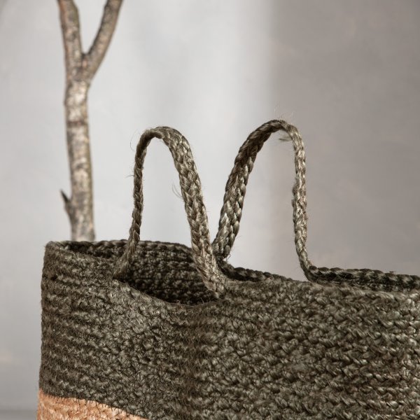 Panier Kanpur 35 cm - Vert/jute