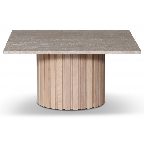 Table basse Paus - Blanchi / Travertin clair 90x90 cm