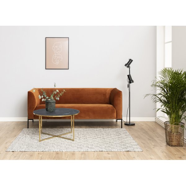 Table basse ronde Alisma pieds dorés Ø80 cm - Verre marbre noir Table basse ronde Alisma pieds dorés Ø80 cm - Verre marbre noir