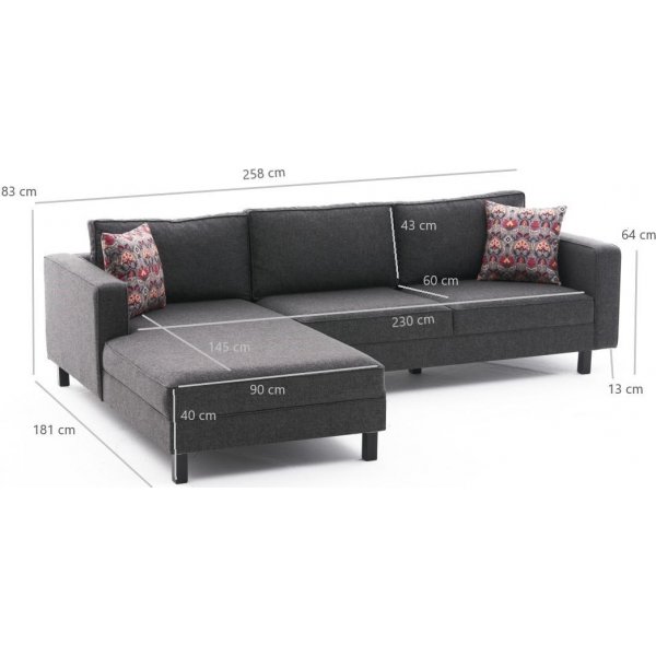 Canapé gauche Kale - Lin anthracite Canapé gauche Kale - Lin anthracite