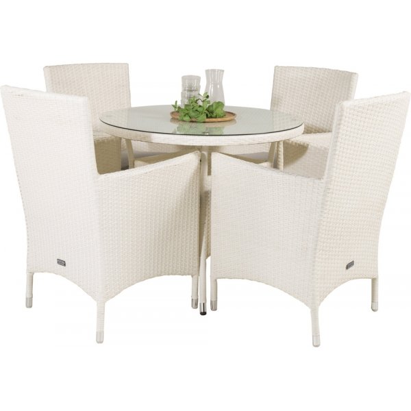 Volta utematgrupp med 4 st Malin stolar - Gr/Vit