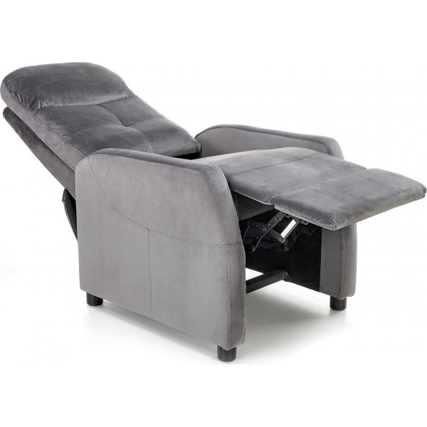 Reclinerfåtölj i grå sammet ställbar Reclinerfåtölj i grå sammet ställbar