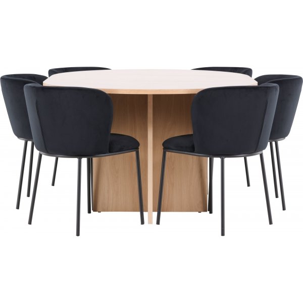 Matbord Strada med 6 st Edina stolar - Svart/whitewash Matbord Strada med 6 st Edina stolar - Svart/whitewash