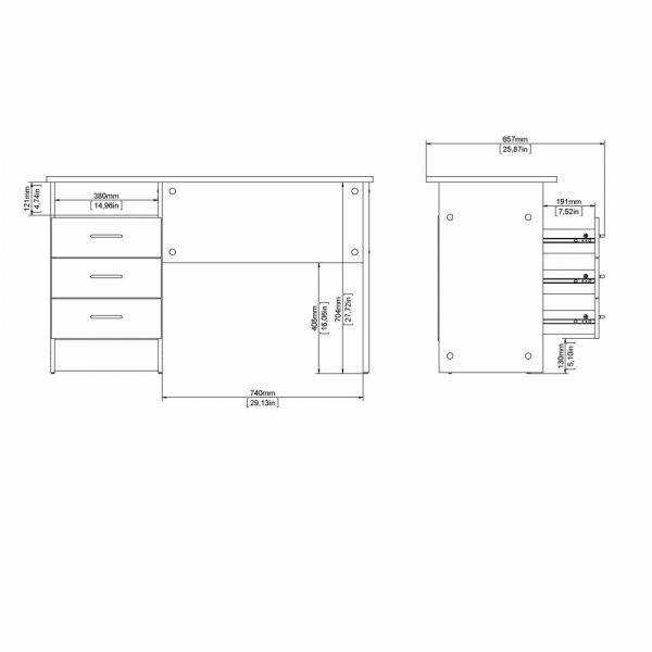 Bureau Function Plus 120,1 x 48,1 x 72,6 cm - Chne