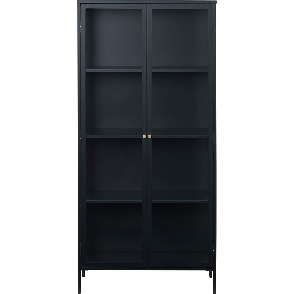 Toddy svart metallskåp med glasdörrar H190 cm - Skåp
