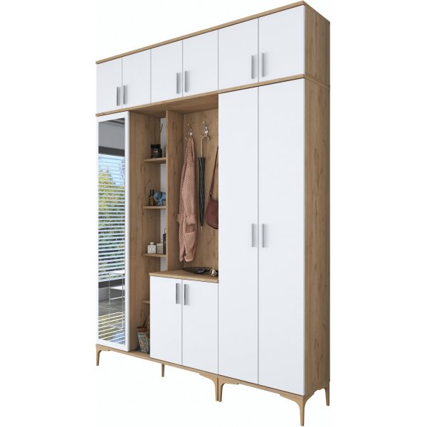 Meuble d\\\'entre Esa 180 x 37,5 x 240 cm Variante A - Noyer/blanc