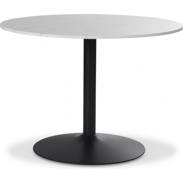 Plaza runt matbord 106 cm - Vit marmor/svart fot