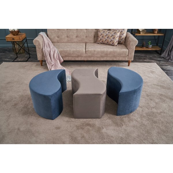 Pouf Alya - Bleu/vison Pouf Alya - Bleu/vison
