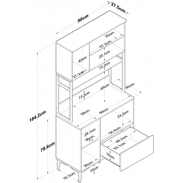 Meuble de cuisine Jericho 159 - Blanc/noyer Meuble de cuisine Jericho 159 - Blanc/noyer
