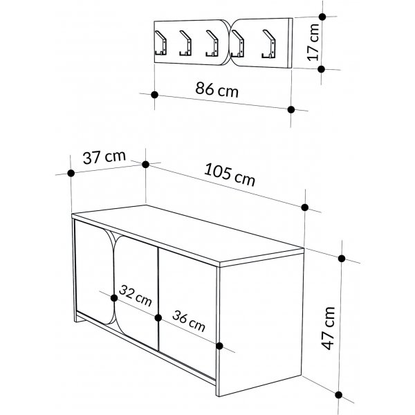 Moni hallm�bel - Gr�/vit
