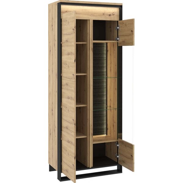 Quant vitrinekast - Ambachtelijk eiken/zwart Quant vitrinekast - Ambachtelijk eiken/zwart