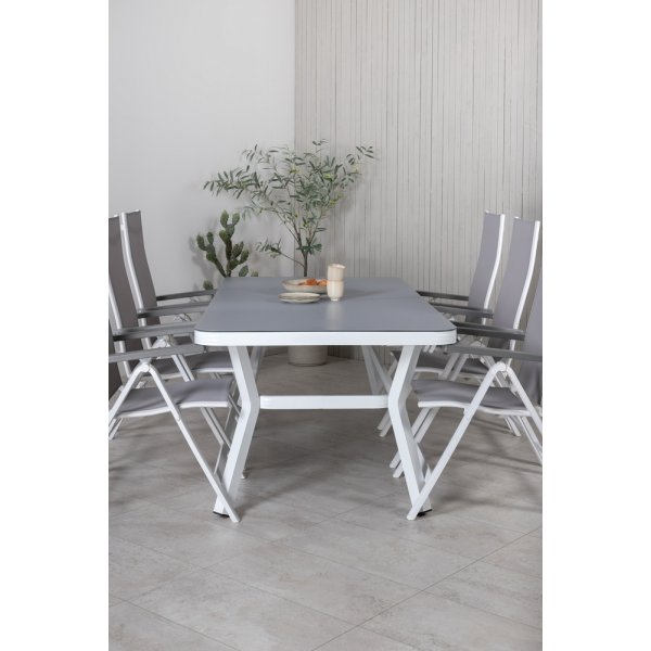 Virya utematgrupp med 6 st Albany stolar - Grå/Vit Virya utematgrupp med 6 st Albany stolar - Grå/Vit