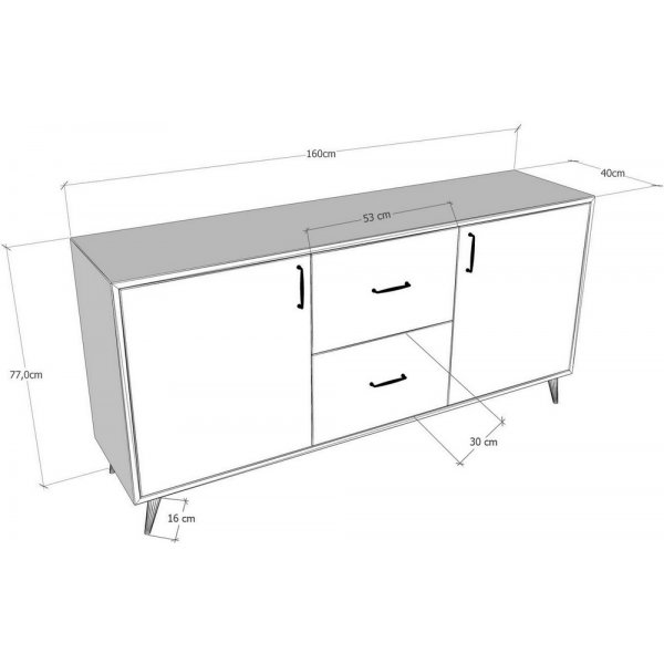 Cordoba dressoir - Walnoot/antraciet
