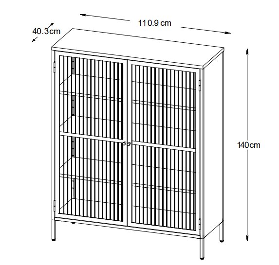 Armoire en métal vert foncé Dobb avec portes vitrées Armoire en métal vert foncé Dobb avec portes vitrées