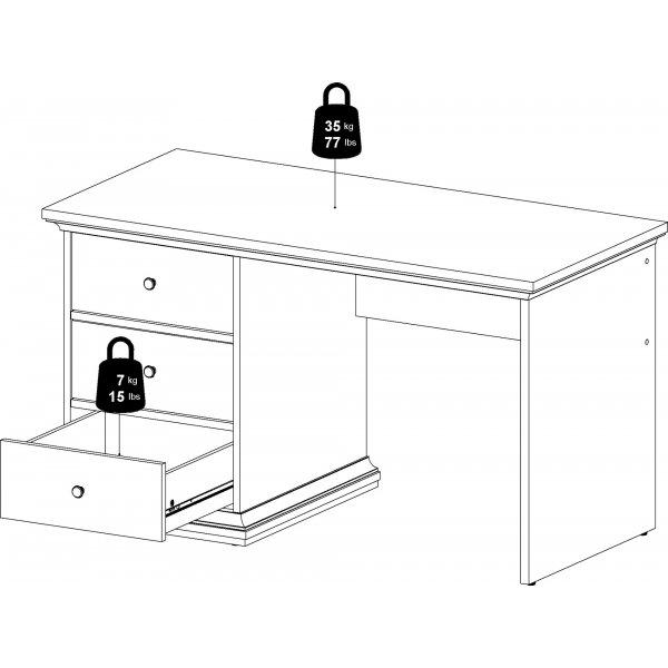 Bureau Paris 130 x 61,5 cm - Blanc Bureau Paris 130 x 61,5 cm - Blanc