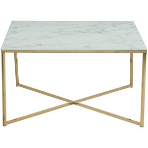 Alisma soffbord 80x80 cm - Vit marmor/guld