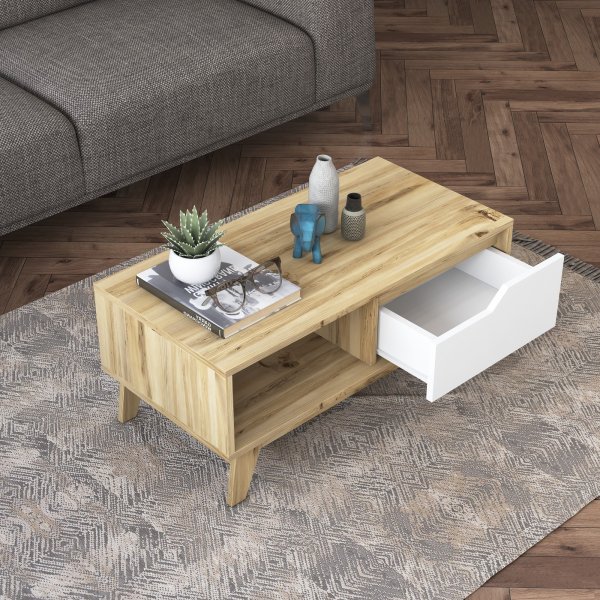 Abby soffbord 90x45 cm - Ek/vit