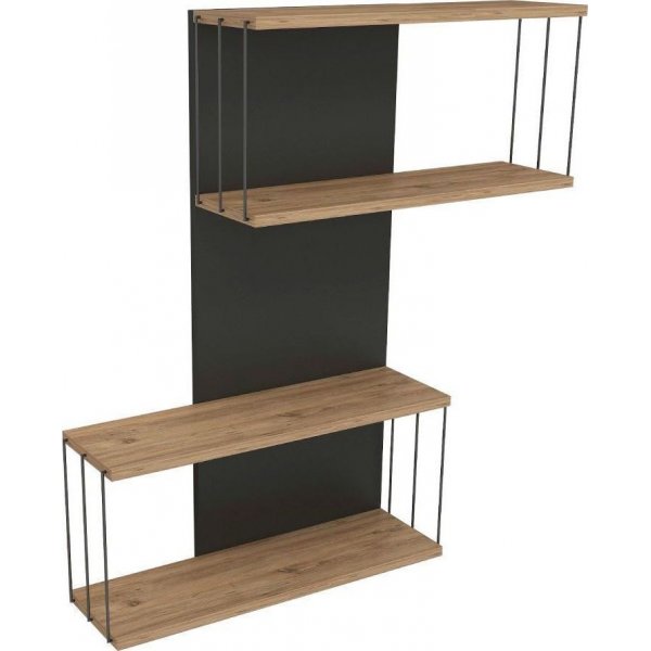 Destan wandplank - Antraciet/grenen