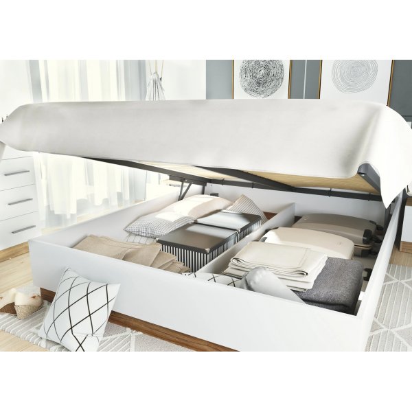 Bed 180 x 200 cm - Wit/Stirling Oak Bed 180 x 200 cm - Wit/Stirling Oak