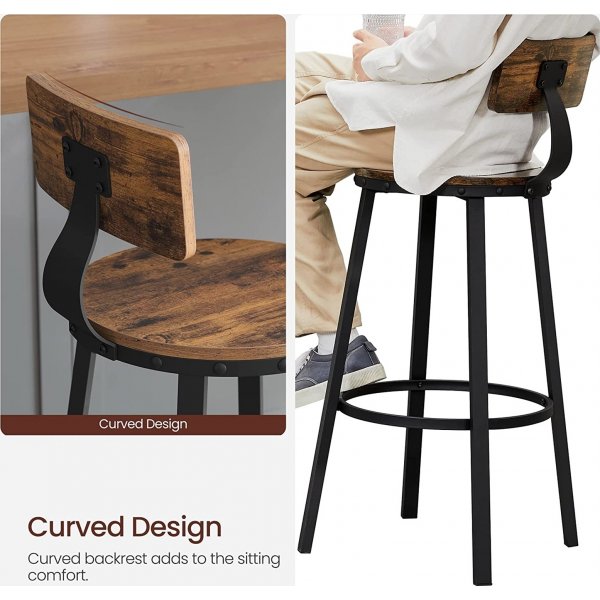 Frode barstol, 2-pack - Brun/svart