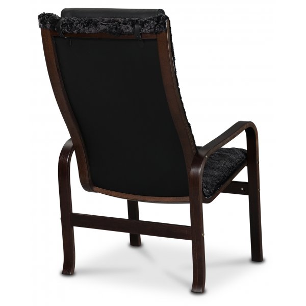 Fauteuil Fushion en peau de mouton scandinave gris foncé - Noyer foncé Fauteuil Fushion en peau de mouton scandinave gris foncé - Noyer foncé