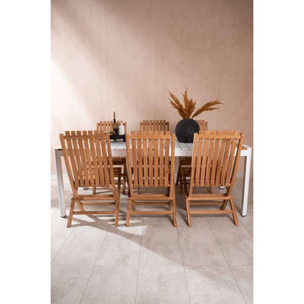 Togo utematgrupp med 6 st Ghana stolar - Teak/Vit