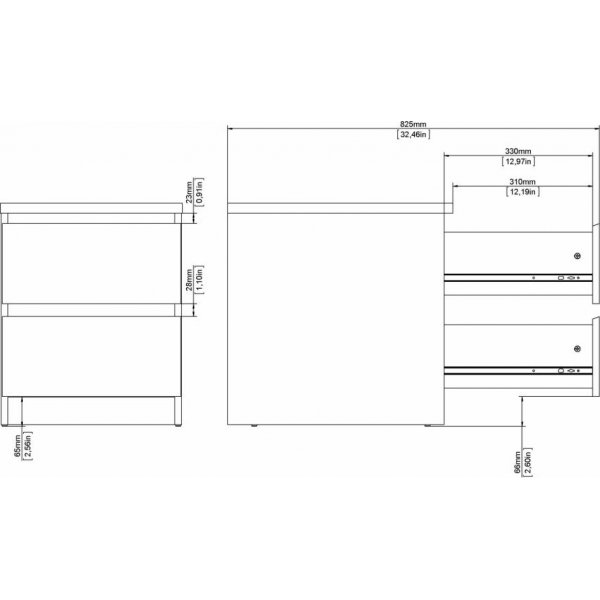 Naia sängbord 2 - Betong/vit Naia sängbord 2 - Betong/vit