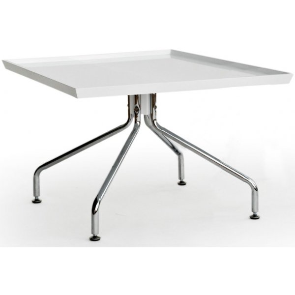 Tray Soffbord 70x70 cm - Vit (Hgglans) / Krom