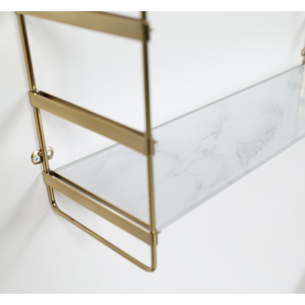 Etagère murale Stream laiton / verre marbre blanc Etagère murale Stream laiton / verre marbre blanc