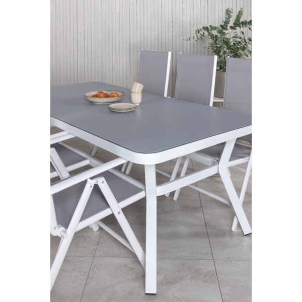 Ensemble de repas d'extrieur Virya avec 6 chaises Break - Gris/Blanc
