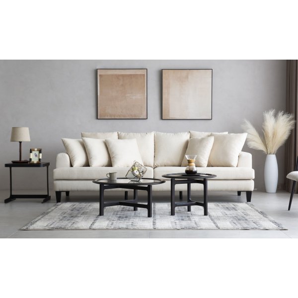 Soffa beige 4-sits med lsa kuddar - Remy