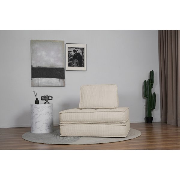 Bäddfåtölj i beige manchester Bäddfåtölj i beige manchester