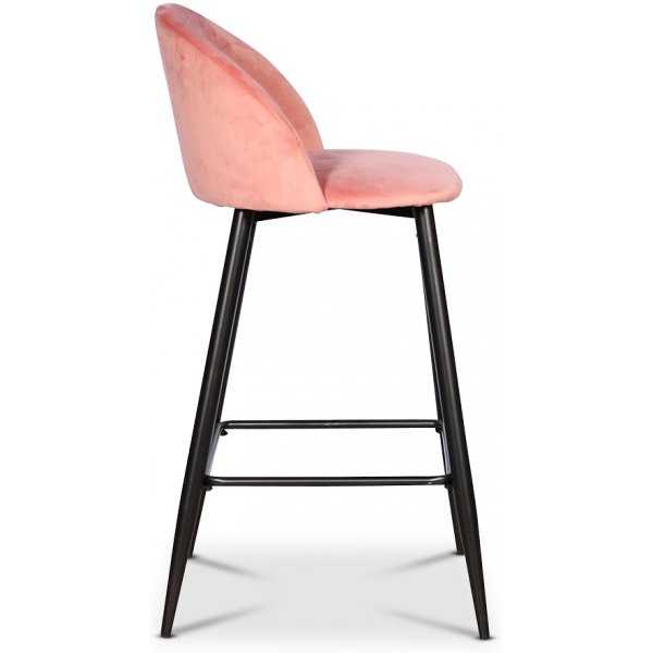 Giovani Velvet barstol - Korallrosa sammet / Svarta ben