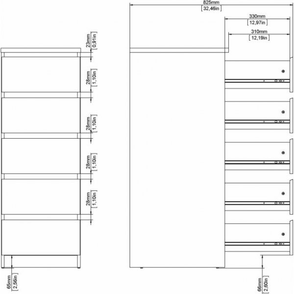 Naia smal dressoir met 5 laden - Hickory Naia smal dressoir met 5 laden - Hickory