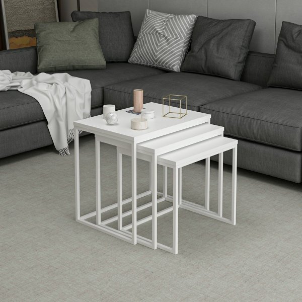 Table Evia 45/50/55 x 36/38/40 cm - Blanc Table Evia 45/50/55 x 36/38/40 cm - Blanc