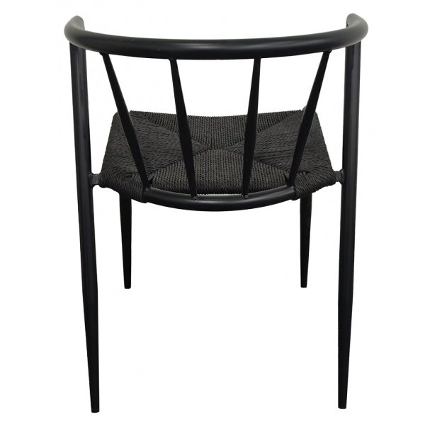 Bella utestol i svart metall med svart repsits