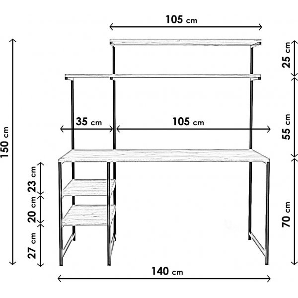 Brugge skrivbord 140x55 cm - Ek/svart Brugge skrivbord 140x55 cm - Ek/svart