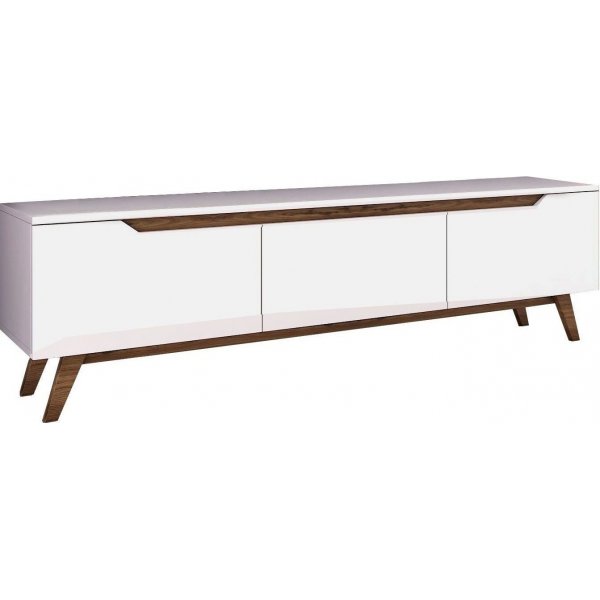 Duno mediabänk - Vit/mörk valnöt Duno mediabänk - Vit/mörk valnöt