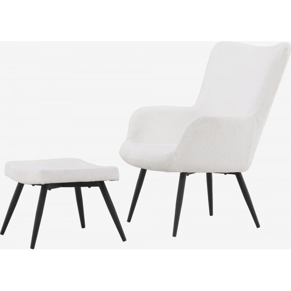 Fauteuil Como en bouclé blanc Fauteuil Como en bouclé blanc