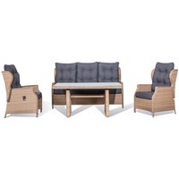 Brisbane utemöbelgrupp 3+1+1 recliner med bord - Natur (konstrotting) Brisbane utemöbelgrupp 3+1+1 recliner med bord - Natur (konstrotting)