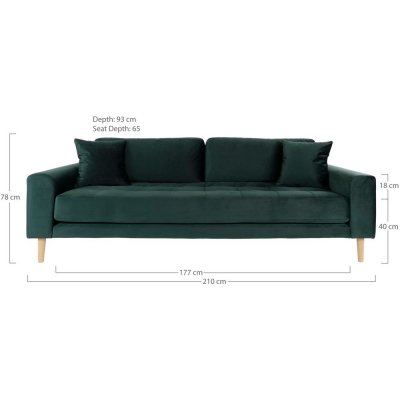 Lido 3-sits soffa - Mrkgrn