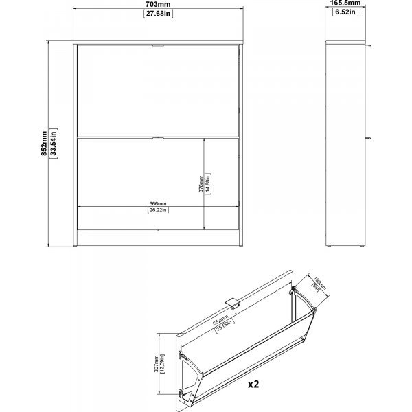Meuble à chaussures à 2 compartiments - Blanc Meuble à chaussures à 2 compartiments - Blanc