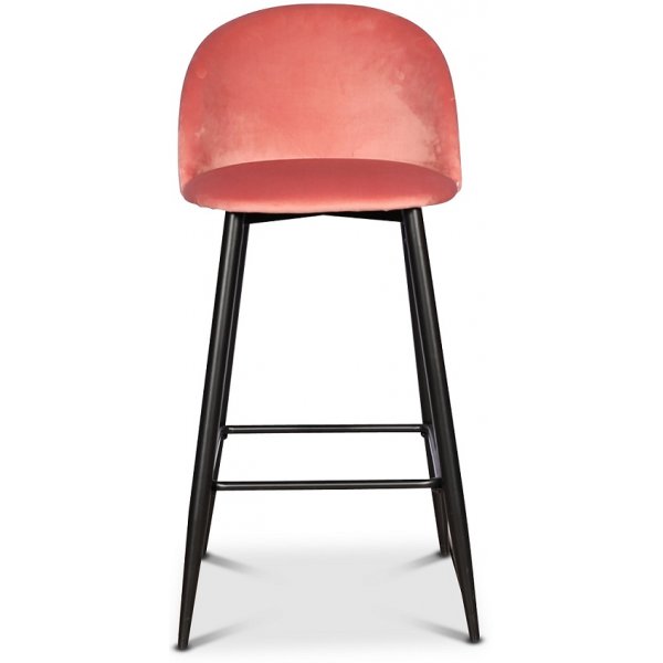 Giovani Velvet barstol - Korallrosa sammet / Svarta ben