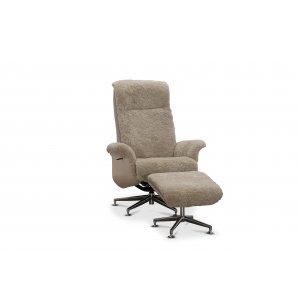 Reclinerfåtölj med fotpall i äkta fårskinn beige/whitewash - Ulla + Fläckborttagare för möbler Reclinerfåtölj med fotpall i äkta fårskinn beige/whitewash - Ulla + Fläckborttagare för möbler