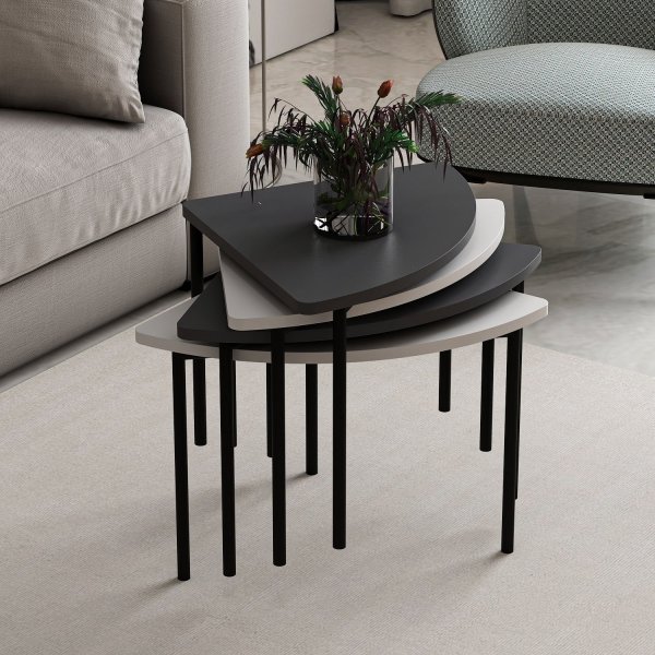Table basse Emma Ø90 cm - Blanc/anthracite Table basse Emma Ø90 cm - Blanc/anthracite