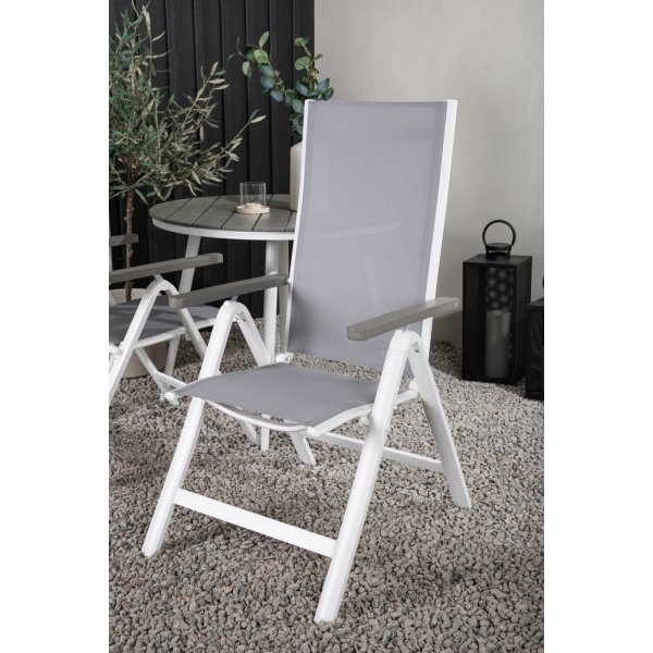 Break utematgrupp med 2 st Albany stolar - Grå/Vit Break utematgrupp med 2 st Albany stolar - Grå/Vit