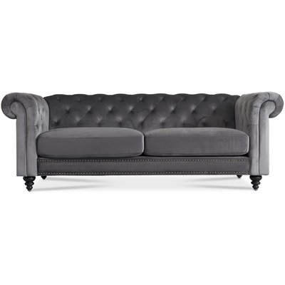 Royal Chesterfield 3-sits soffa i grå sammet