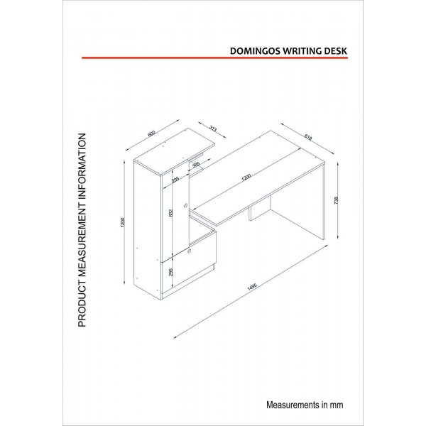 Bureau Domingo 120x61,8 cm - Blanc Bureau Domingo 120x61,8 cm - Blanc